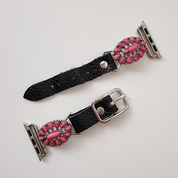 NWT Bohemian Pink Embossed Teardrop Stone Antique Silver Apple Watch Band main image 7